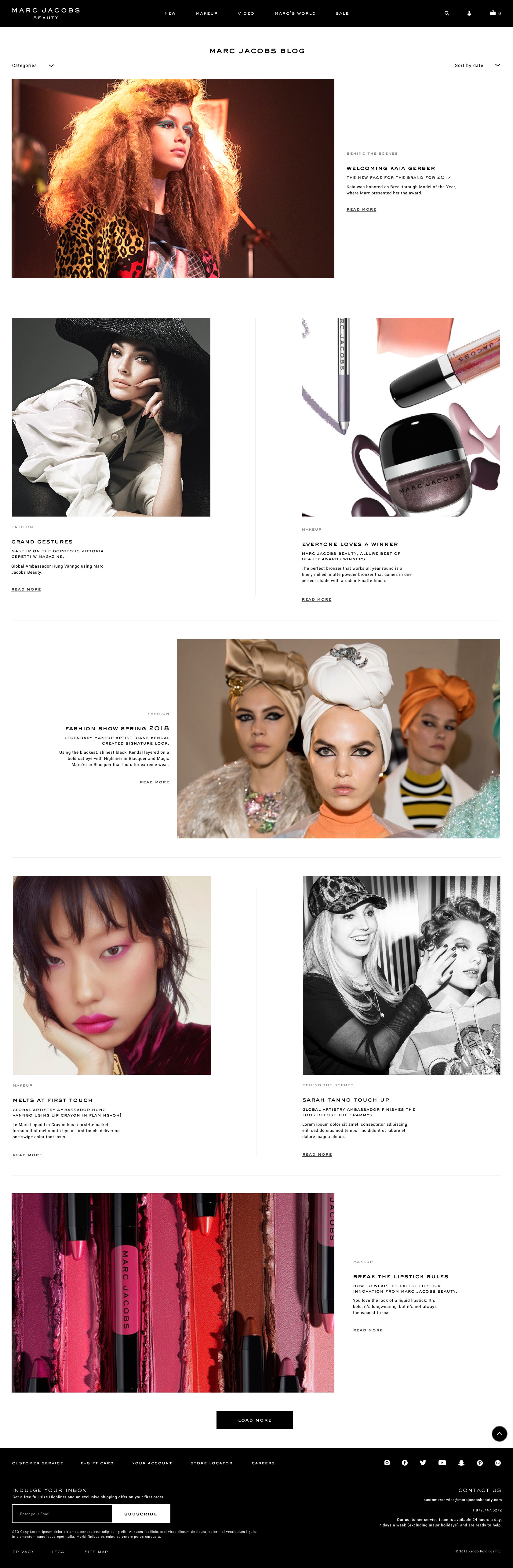 Editorial landing page, full layout